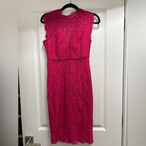 Bardot Magenta Lace Midi Dress